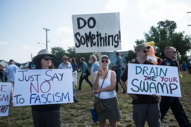 protesters against Trump in Dayton