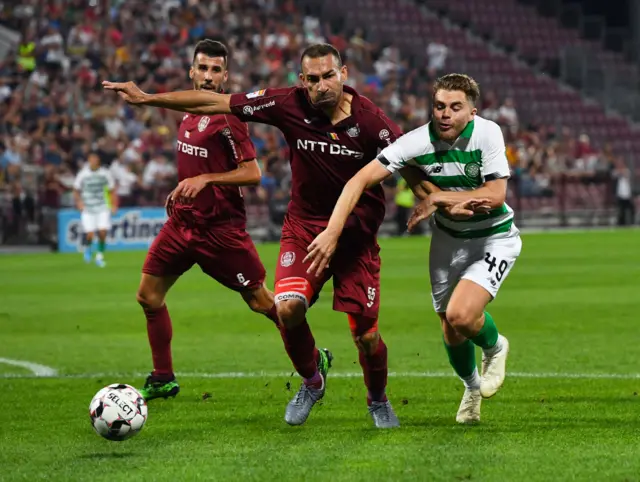 James Forrest playing for Celtic against CFR Cluj