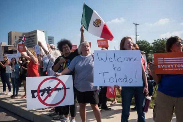 protesters against Trump in Dayton