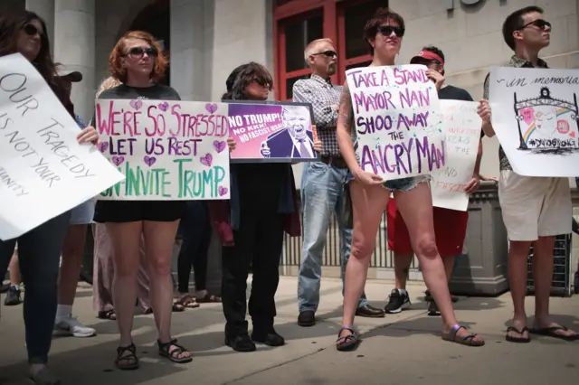 Protesters outside Dayton city hall.