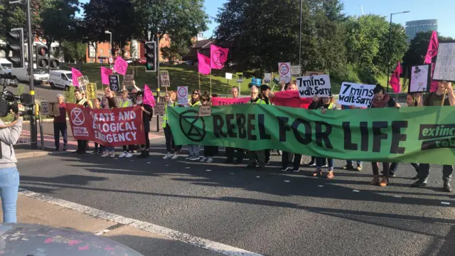 Protesters on road