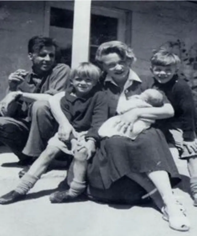 Mervyn with his family at their home in Sark, 1949