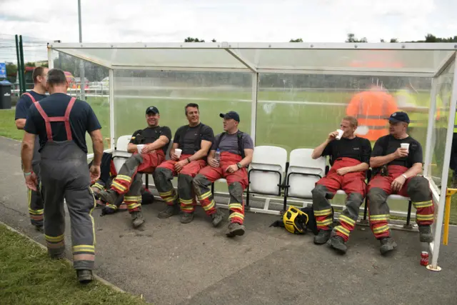 firefighters relax