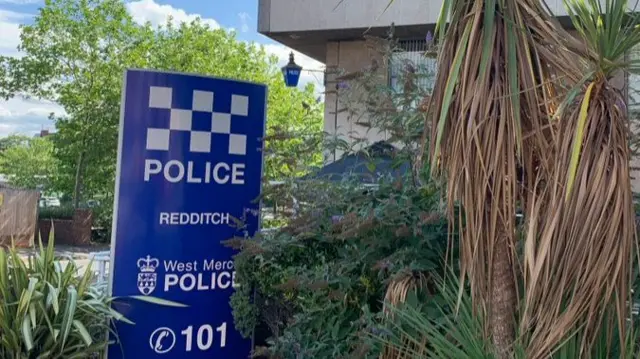 The outside of Redditch's police station