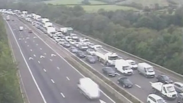 Queuing traffic on M5 on Monday