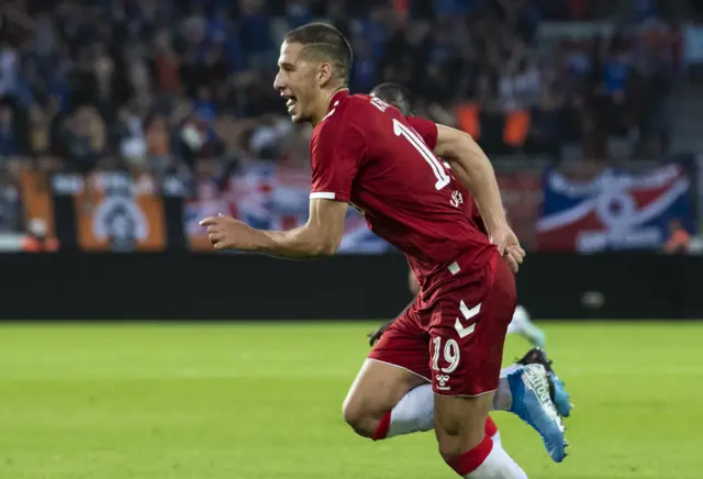 Rangers' Nikola Katic celebrates his goal
