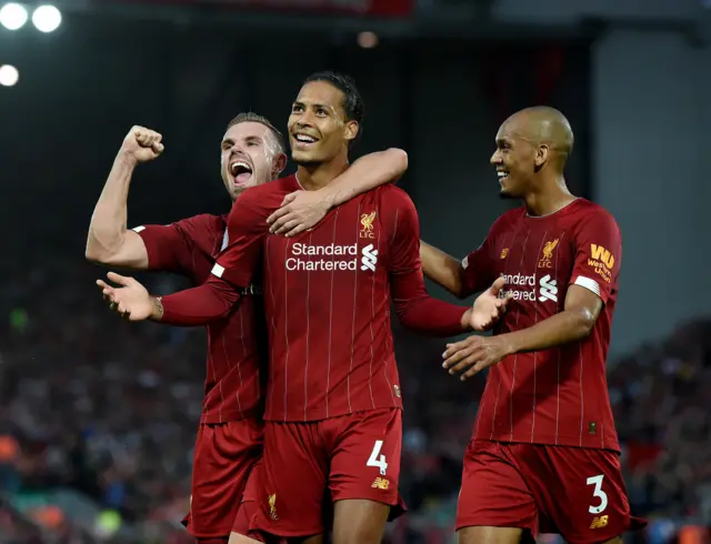 Jordan Henderson and Virgil van Djik celebrate