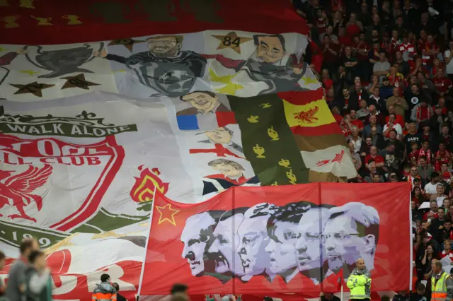 Banners inside Anfield