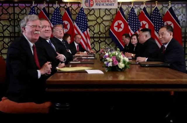 John Bolton attends a meeting with Kim Jong-un