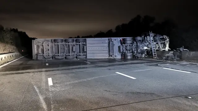 Overturned lorry