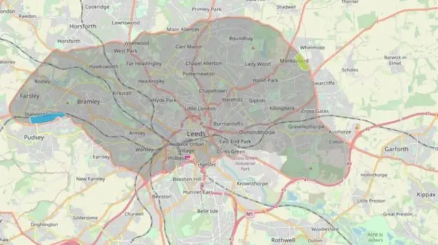 Map showing clean air zone