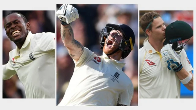 A split image of Jofra Archer (left), Ben Stokes (centre) and Steve Smith (right)