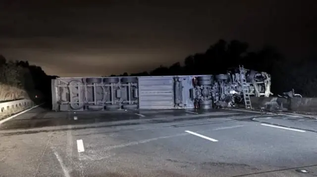 Overturned lorry