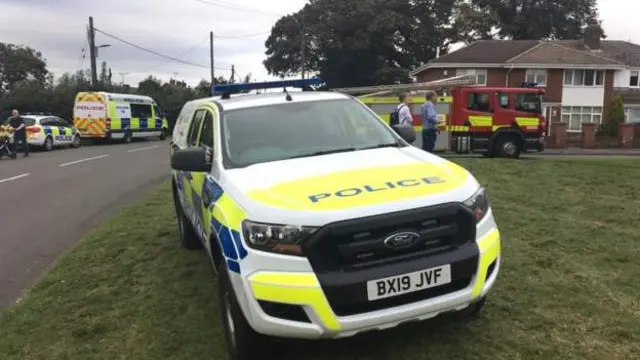 Police car on Vicarage Close, Newbold Coleorton, Leicestershire