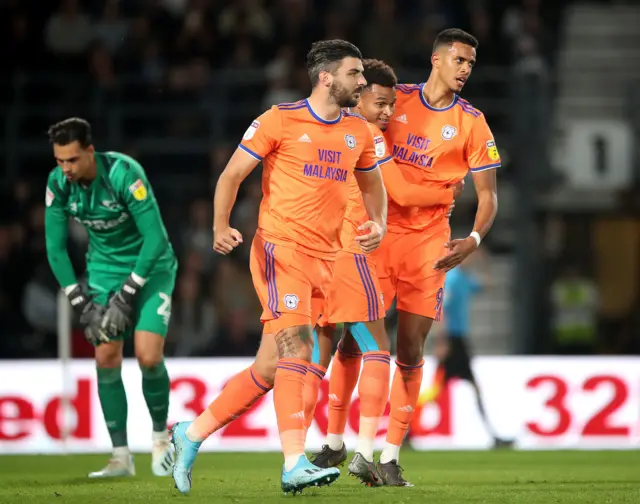 Cardiff celebrate their goal