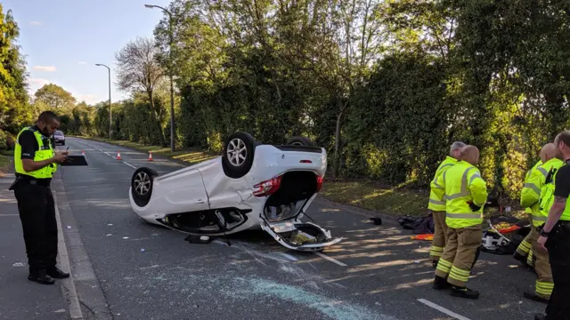 Overturned car