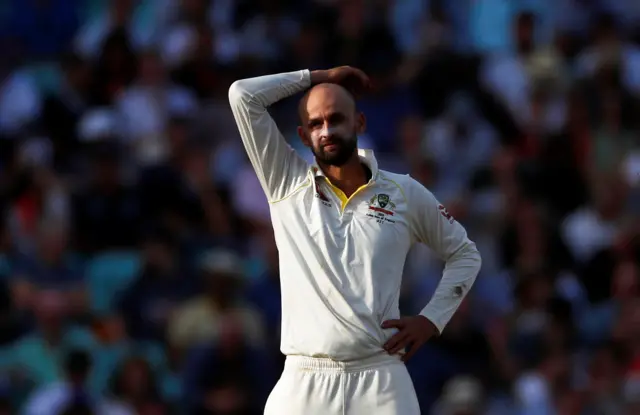 Nathan Lyon reacts