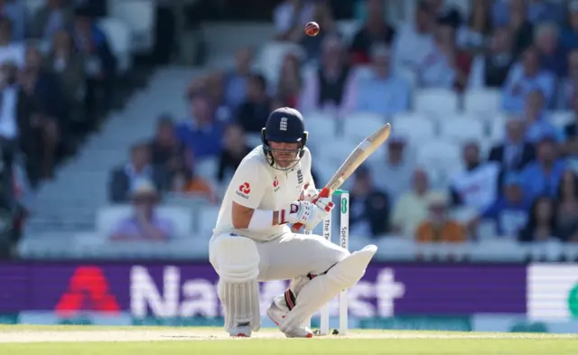 Rory Burns bats during day three of the fifth test match at The Kia Oval