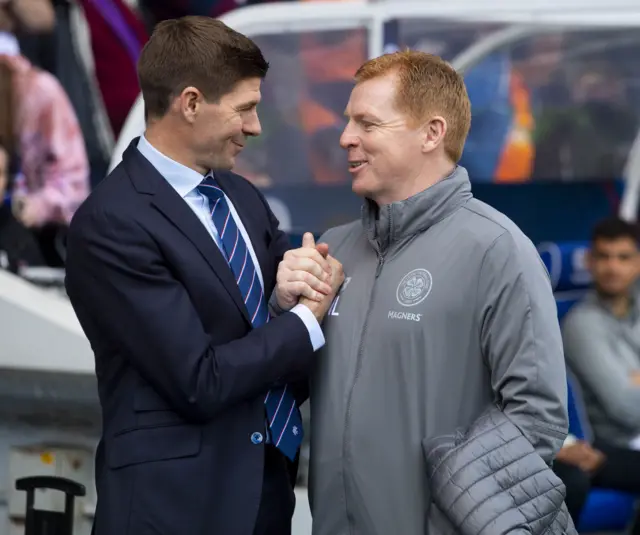 Rangers' Steven Gerrard and Celtic's Neil Lennon