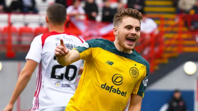 Celtic's James Forrest celebrates