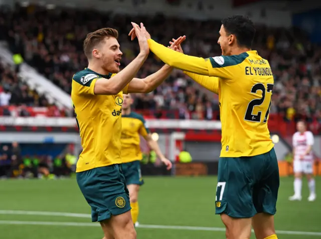 James Forrest and Mohamed Elyounoussi celebrate