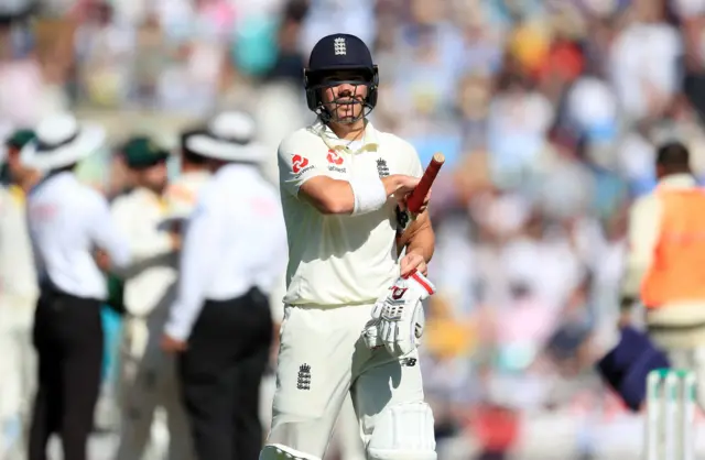 Rory Burns reacts after being dismissed during day three of the fifth test match at The Kia Oval