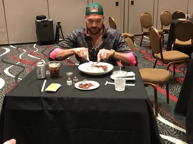 Fury eats dinner