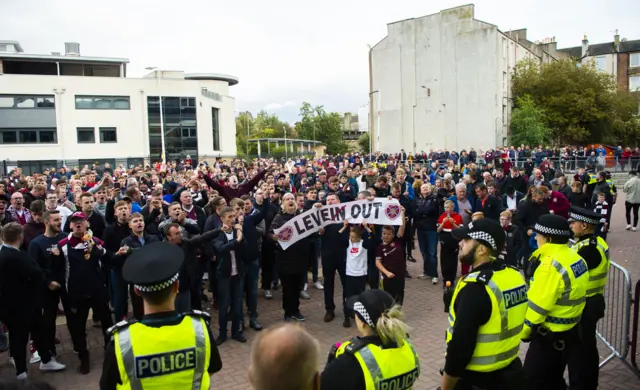 Hearts fans protest