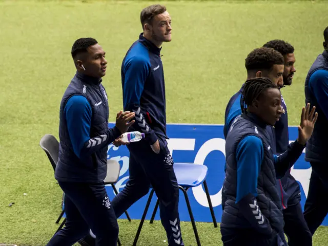 Rangers players at Ibrox