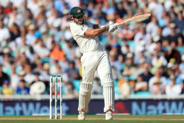 Mitchell Marsh bats during day four of the fifth test match at The Kia Oval