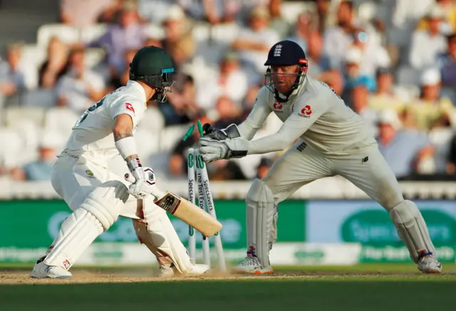 Australia's Matthew Wade is out stumped by England's Jonny Bairstow