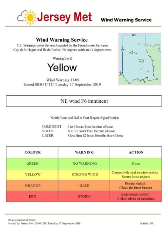 Yellow weather warning