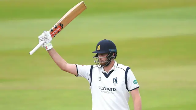 Dom Sibley celebrating earlier this season for Warwickshire