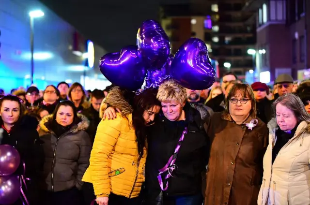 Mourners at a march for Jodie Chesney