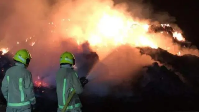 Firefighters battling blaze