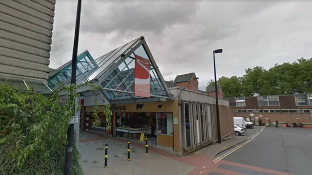 Entrance to Riverside shopping centre in Shrewsbury