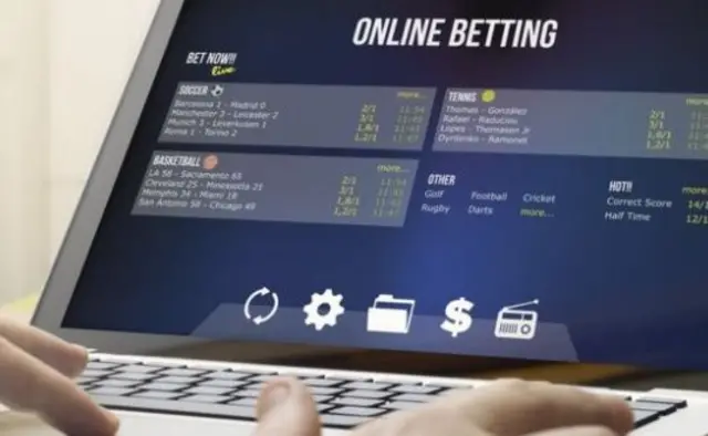 Computer screen showing online gambling