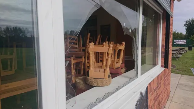 A damaged window