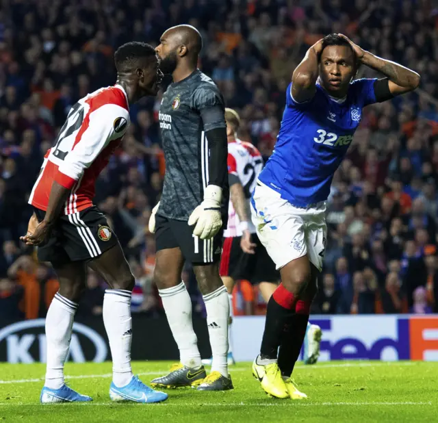 Rangers striker Alfredo Morelos has been denied by the alert Kenneth Vermeer