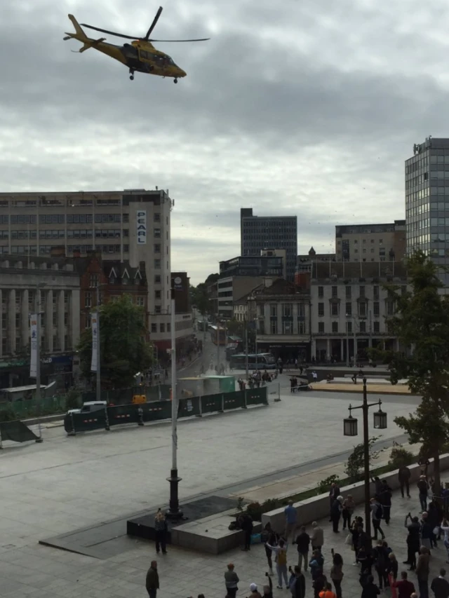 Air ambulance in square