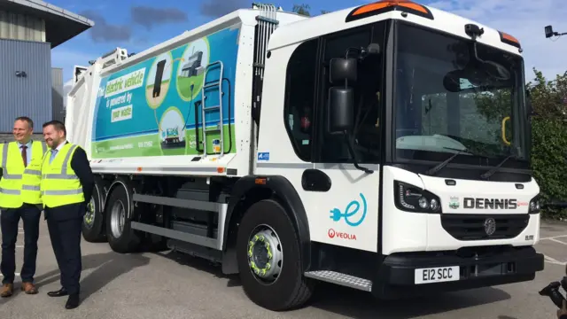 An electric bin lorry