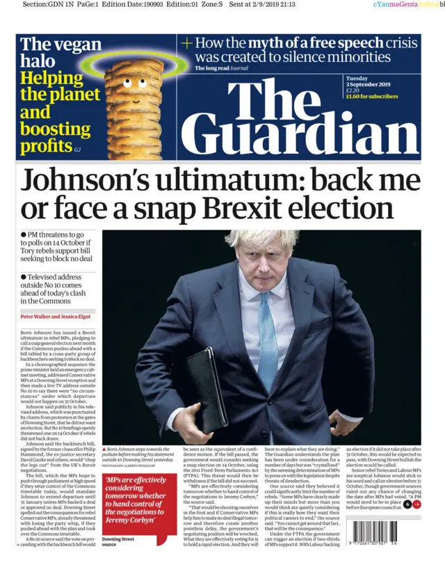 Guardian front page