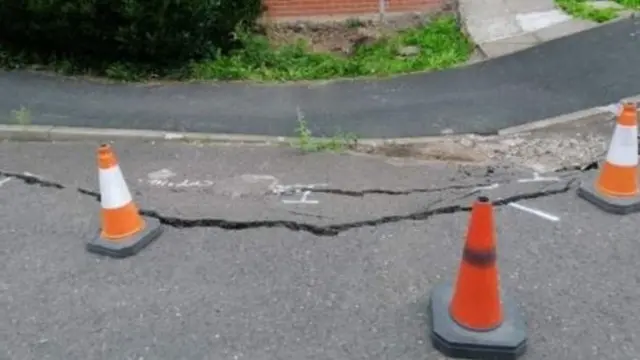 Cracks in road