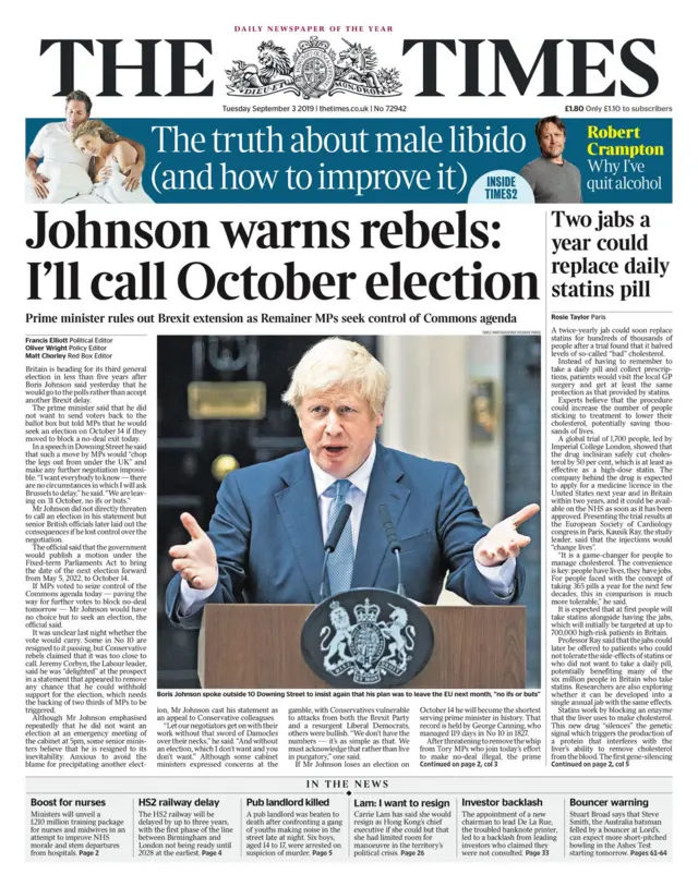 The Times front page