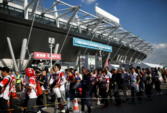 Fans outside the stadium