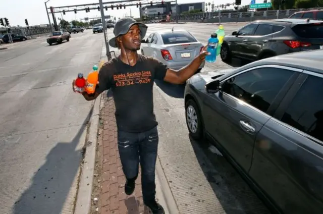 Man selling cold drinks in Phoenix