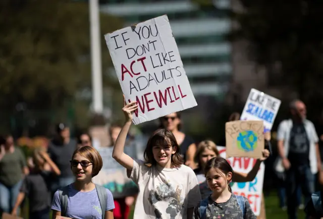 Students in the Global Climate Strike march in New York City