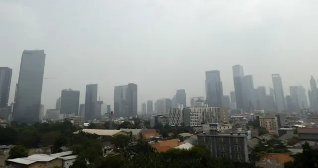 Polluted skies in Jakarta, Indonesia