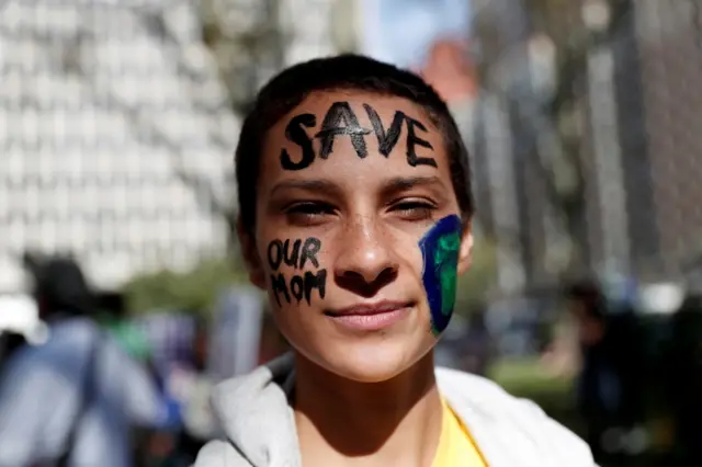 Schoolboy at New York protest