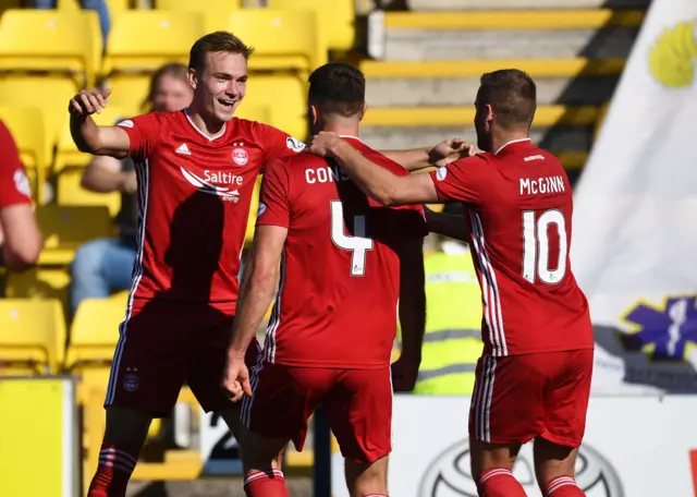 Aberdeen celebrate Andrew Considine's opener